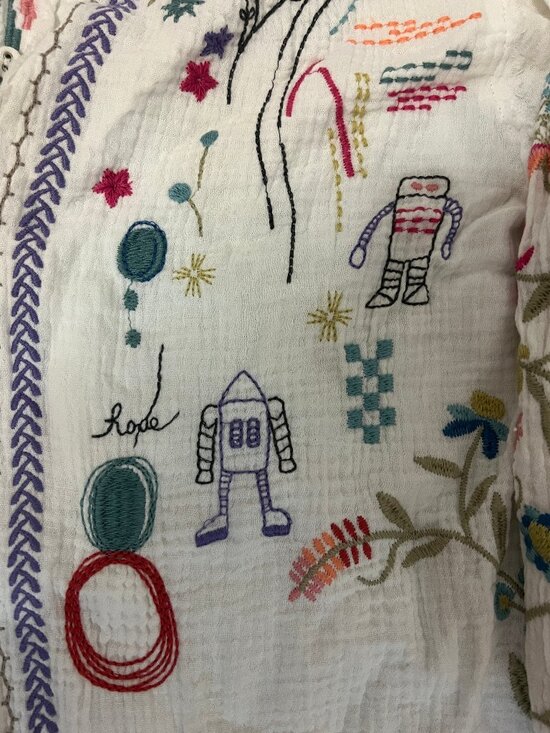 Johnny Was Tops - NWT Johnny Was Biya Litzy Embroidered Tunic Blouse White Size Large
